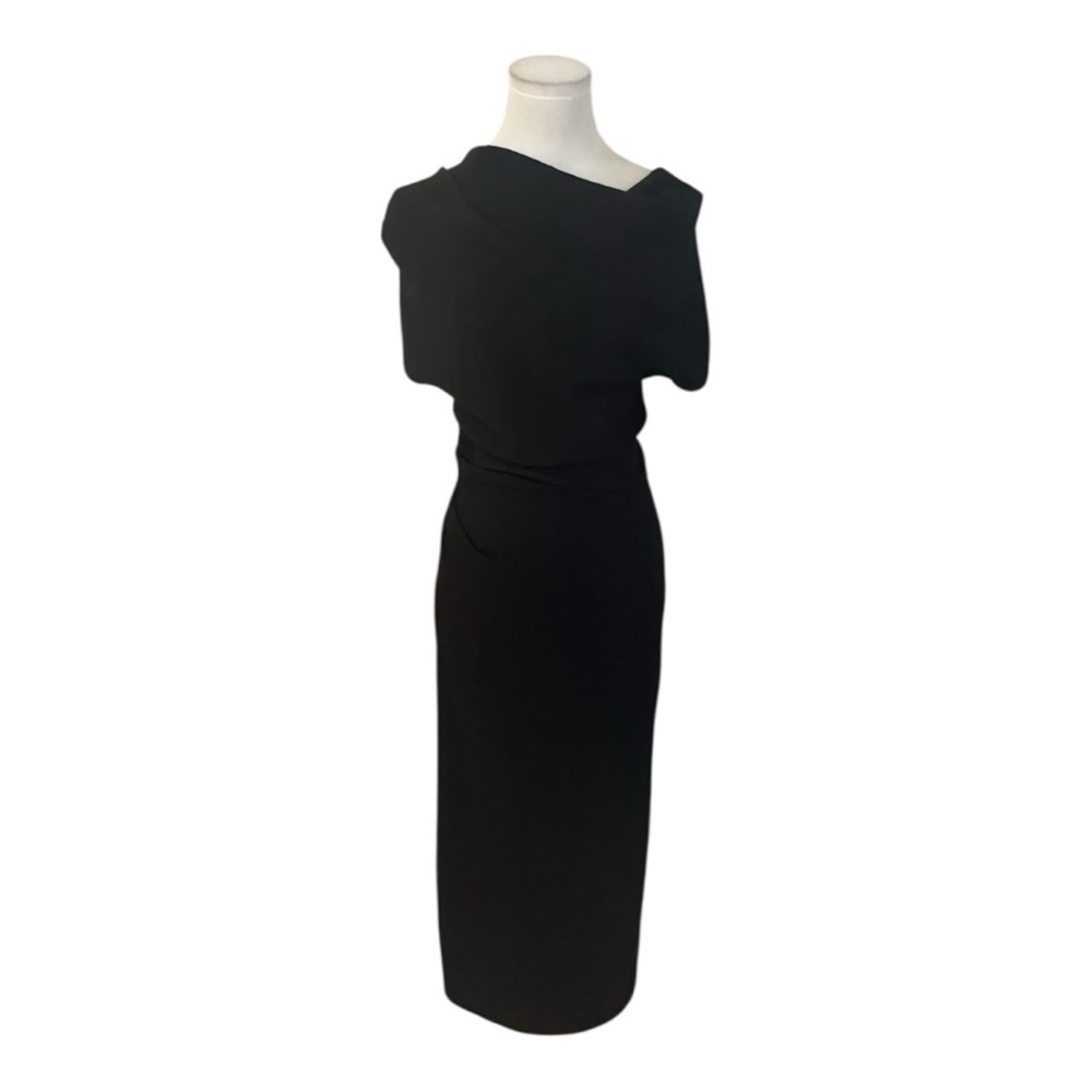 Zara Black Asymmetrical Midi Dress - Picture 6 of 13